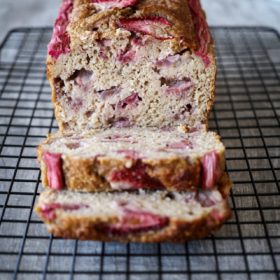 Banana Bread with strawberry cut into slices