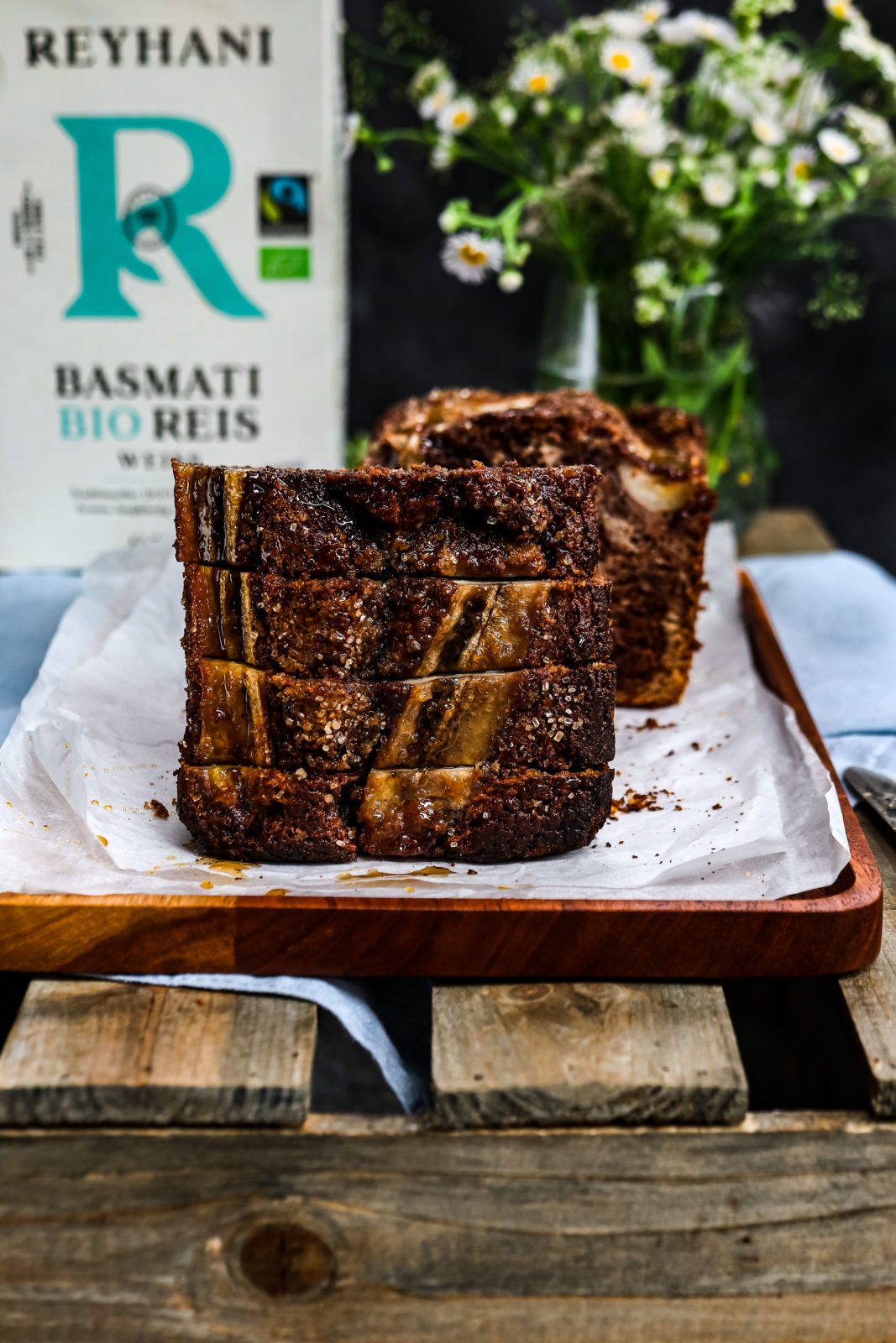 banana bread on baking paper