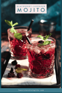 Blackberry Mojitos on a white marbled plate