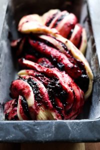 twisted babka in a high loaf pan