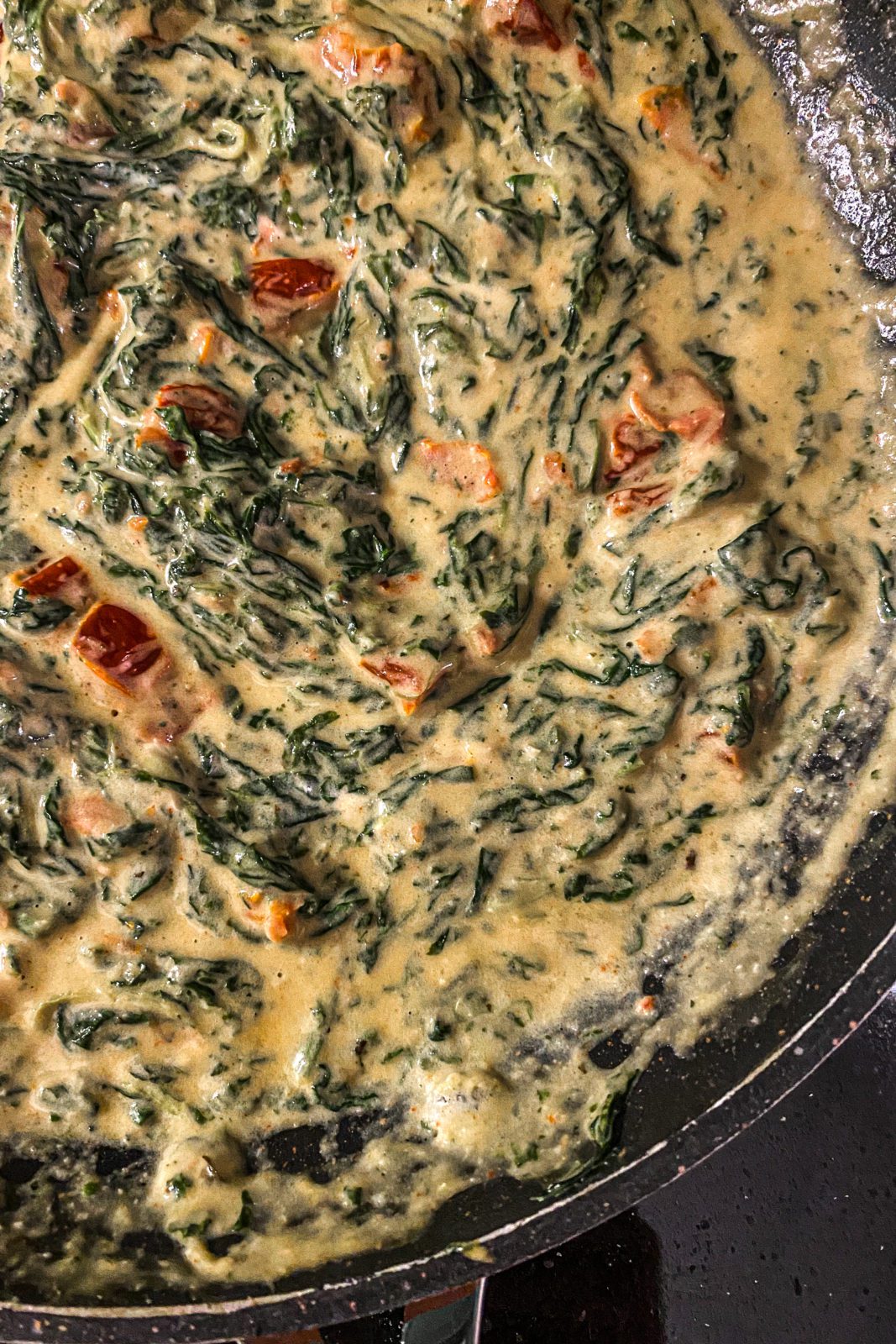 Smoky Vegan Mac and Cheese with sun dried tomatoes and spinach