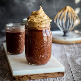 Chocolate Overnight Oats with Dalgona Coffee Topping