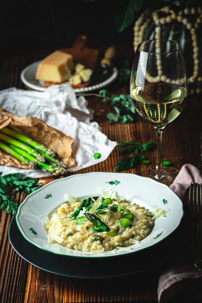 spring recipe, risotto , Italian dish, green asparagus, Italian recipe, main course, risotto recipe with green asparagus