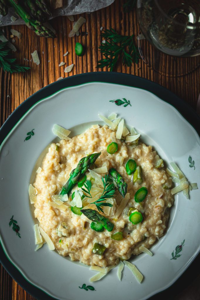 spring recipe, risotto , Italian dish, green asparagus, Italian recipe, main course