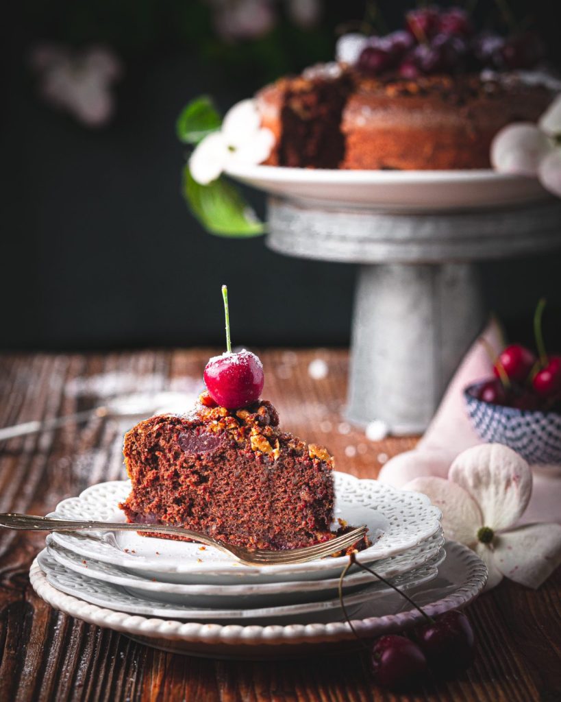 fudgy chocolate cherry cake recipe, sourdough discard
